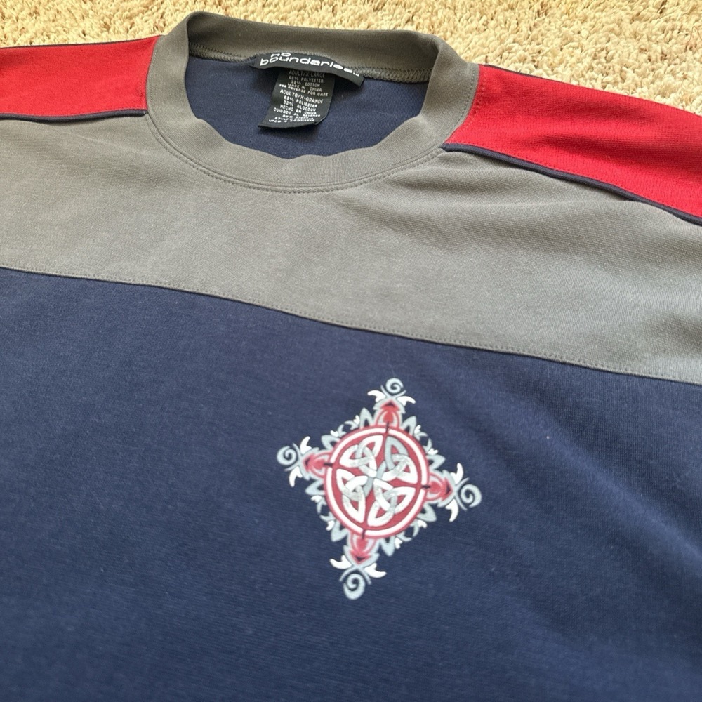 Rare deadstock Vintage Y2K No Boundaries Colorblock Long Sleeve Tee - size XL - Picture 2 of 6